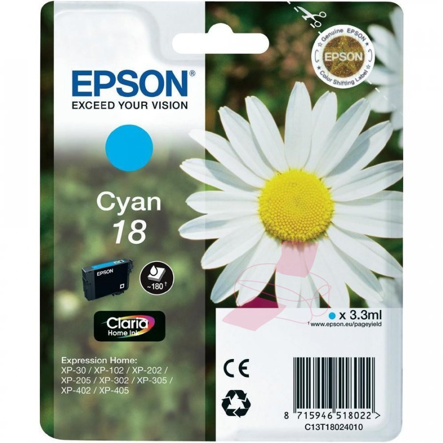 Epson T1802 Cyan Mustepatruuna