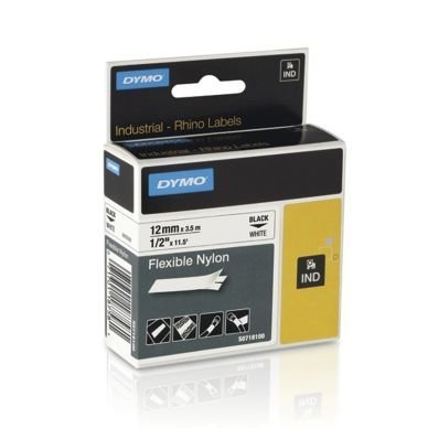 Nauha Rhino Taip. Nailon 12 mm Musta Valkoisella
